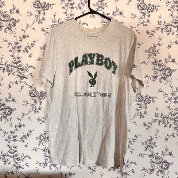 PLAYBOY Tops - PLAYBOY Light Gray Graphic Tee